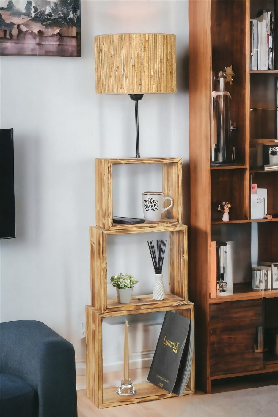 Candeeiro de Pé – 140 cm – Carvalho – Metal ou Madeira