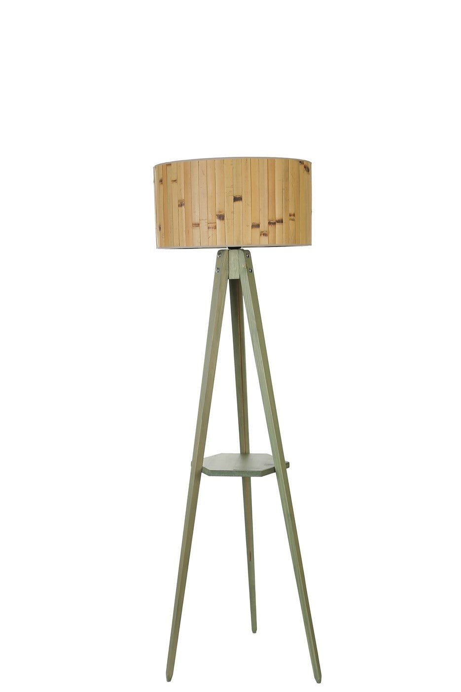 Candeeiro de Pé – 155 cm – Verde e Carvalho – Metal