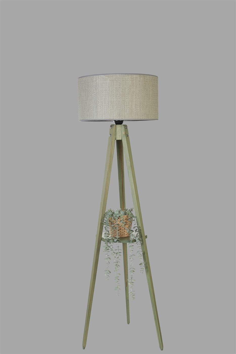 Candeeiro de Pé – 155 cm – Verde e Cinza – Metálico