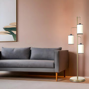 Candeeiro de Pé – 150 cm – Branco e Dourado – Metal
