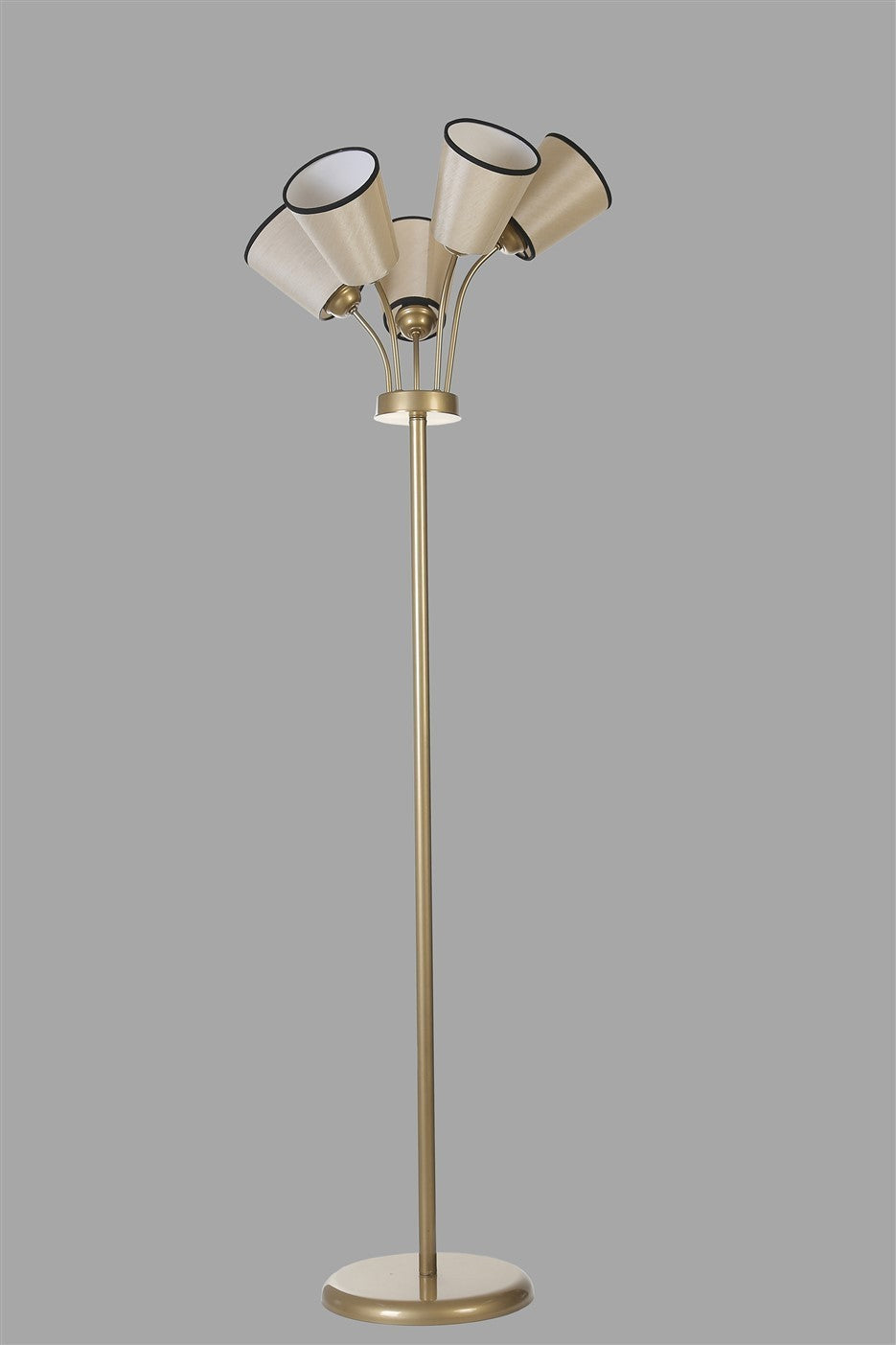 Candeeiro de Pé – 165 cm – Creme e Dourado – Metal e Tecido