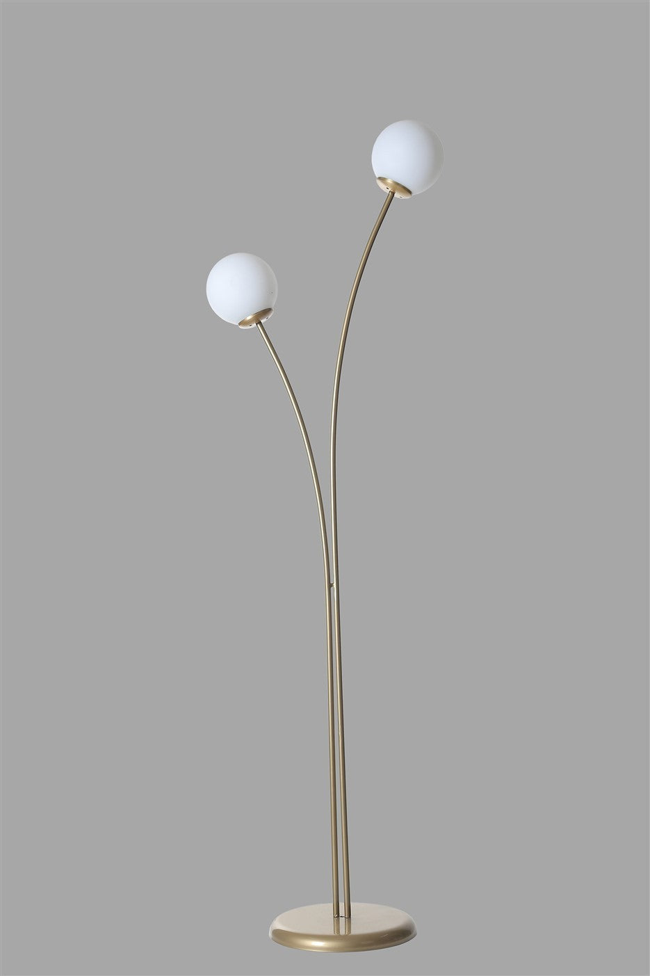 Candeeiro de Pé – 165 cm – Dourado e Branco – Metal e Vidro