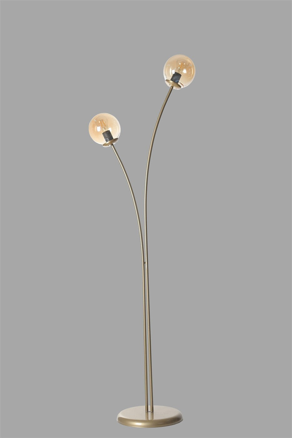 Candeeiro de Pé – 165 cm – Âmbar e Dourado – Metal e Vidro