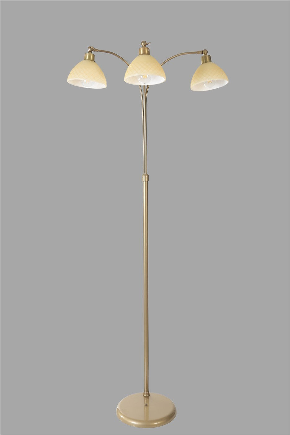Candeeiro de Pé – 160 cm – Dourado e Branco – Metal