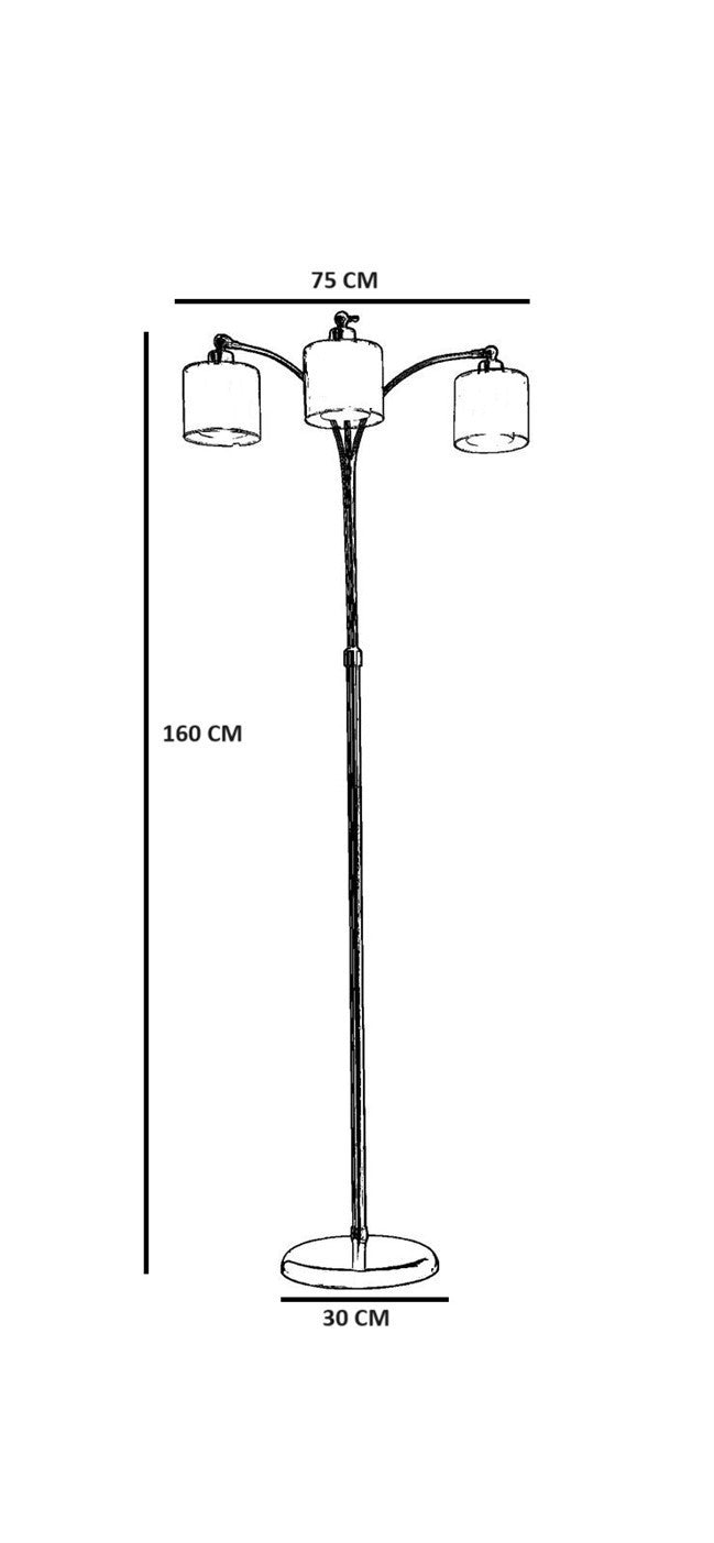 Candeeiro de Pé – 160 cm – Dourado e Branco – Metal