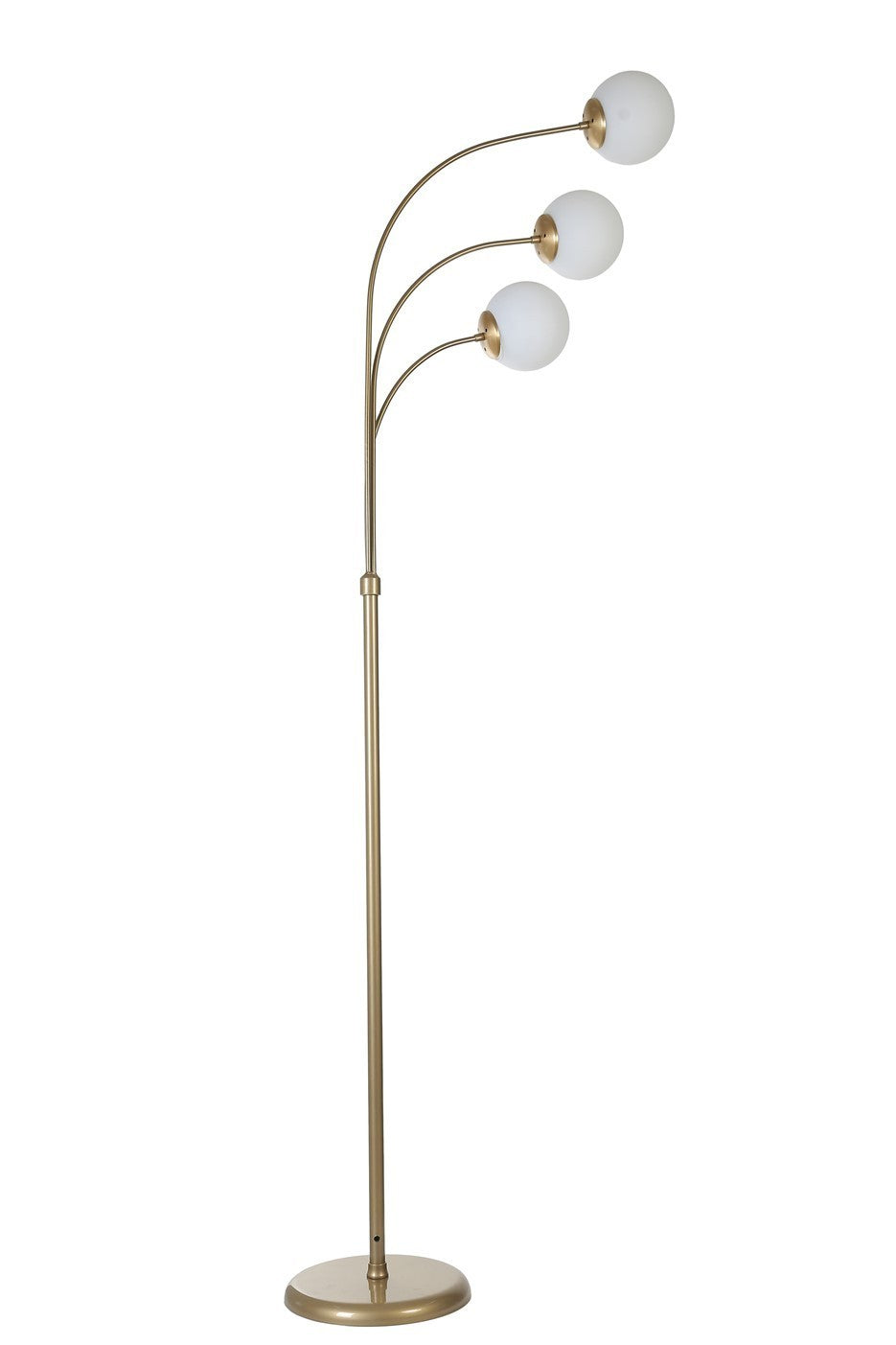 Candeeiro de Pé – 170 cm – Dourado e Branco – Metal e Vidro