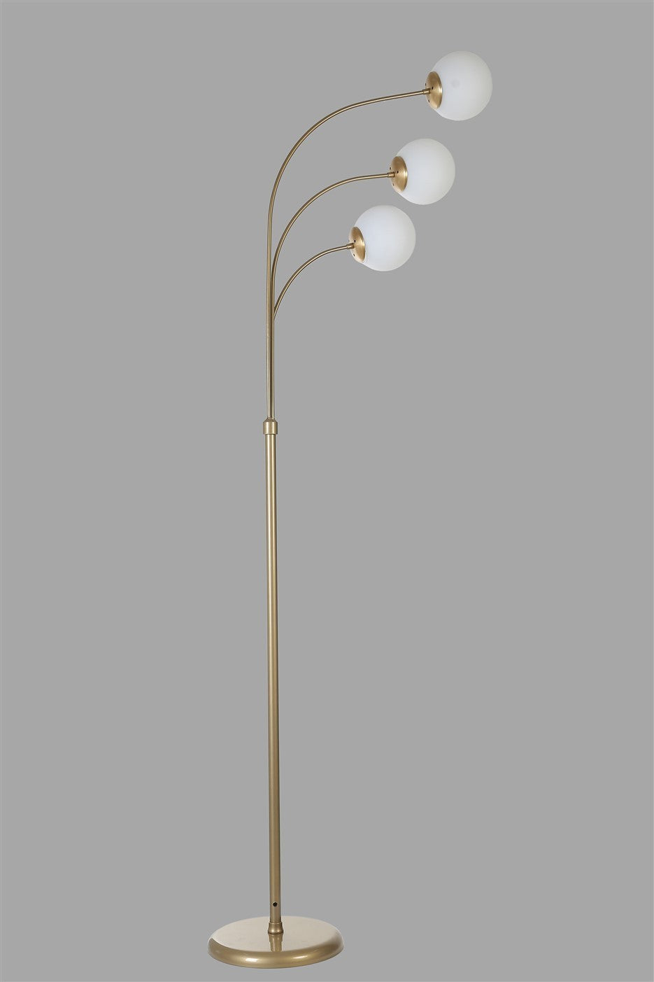 Candeeiro de Pé – 170 cm – Dourado e Branco – Metal e Vidro