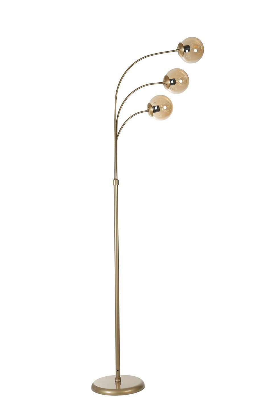 Candeeiro de Pé – 170 cm – Âmbar e Dourado – Metal e Vidro