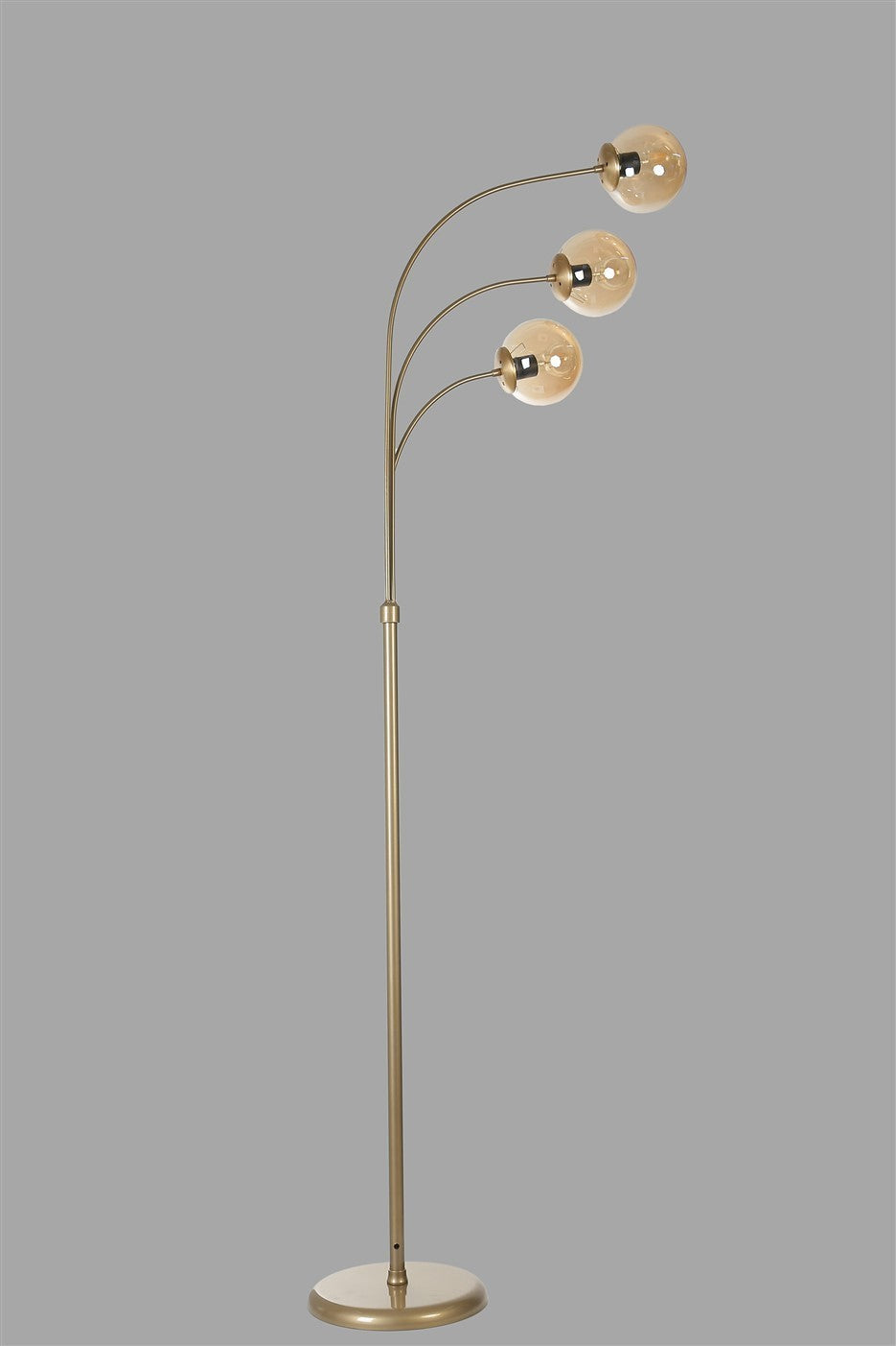 Candeeiro de Pé – 170 cm – Âmbar e Dourado – Metal e Vidro