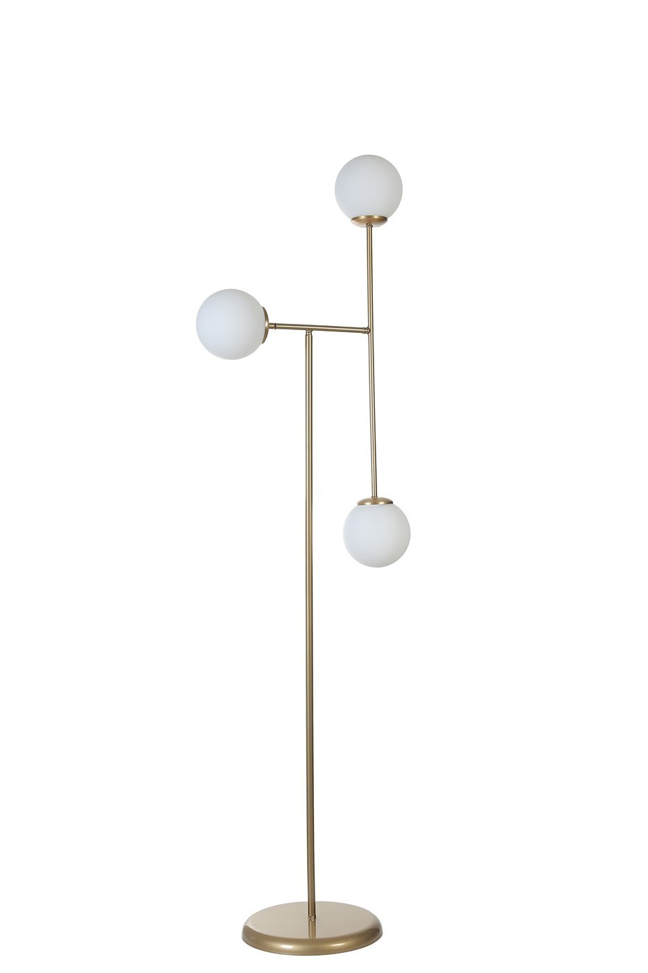 Candeeiro de Pé – 168 cm – Branco e Dourado – Metal e Vidro