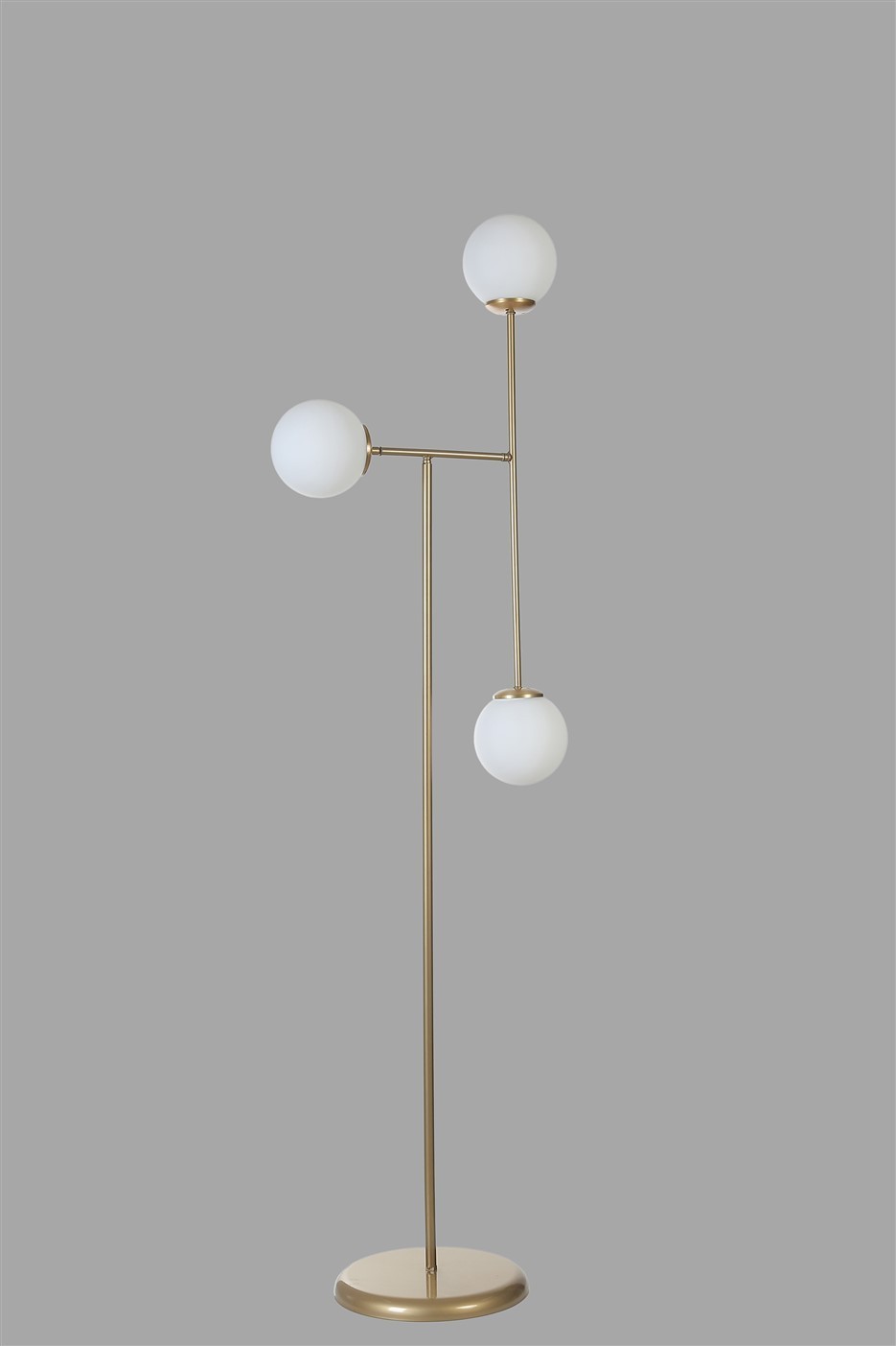 Candeeiro de Pé – 168 cm – Branco e Dourado – Metal e Vidro