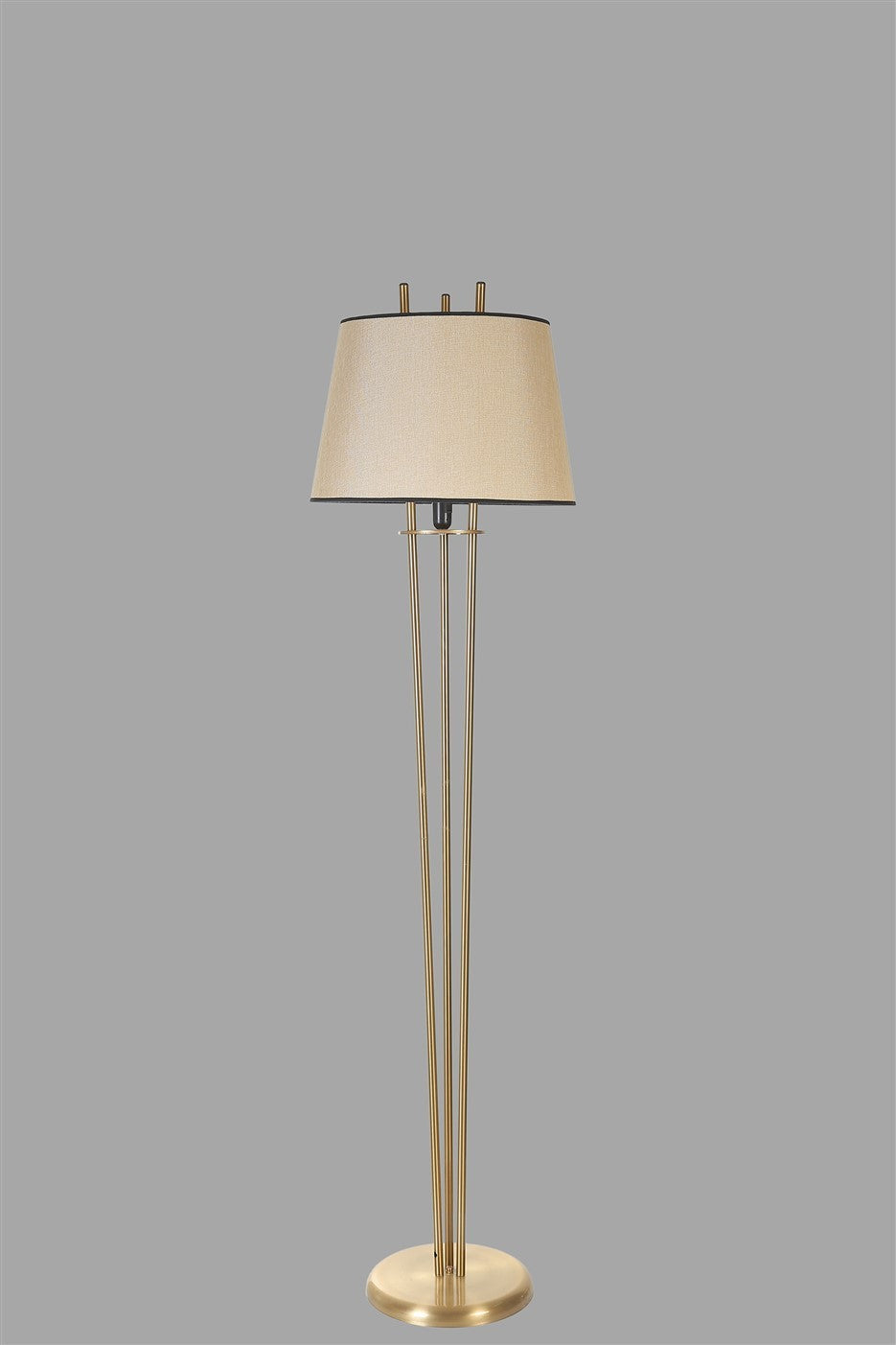 Candeeiro de Pé – 165 cm – Creme e Dourado – Metal