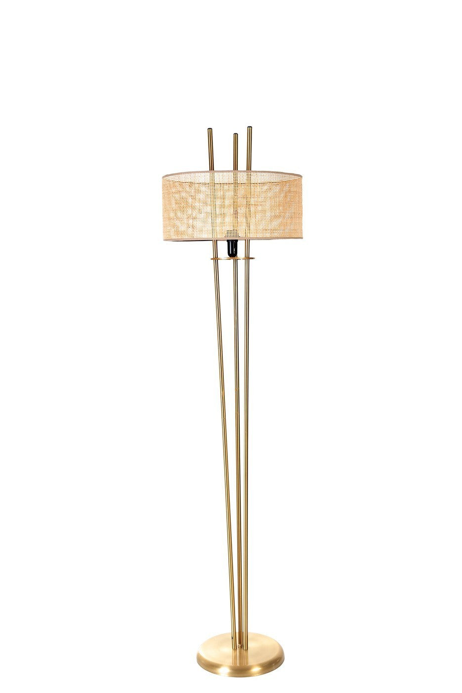 Candeeiro de Pé – 165 cm – Dourado – Metal e Bambu