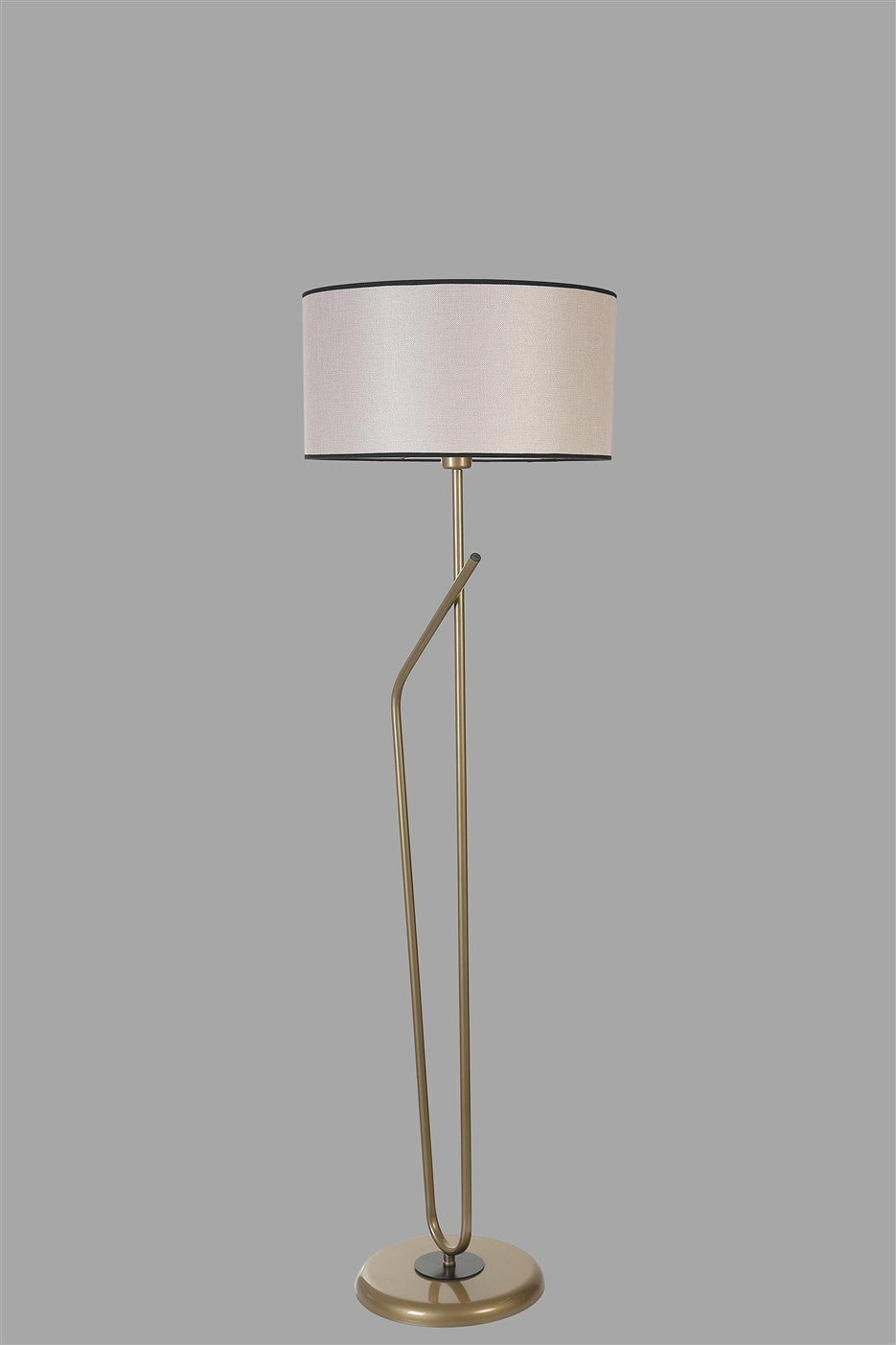 Candeeiro de Pé – 155 cm – Dourado e Cinza – Metal