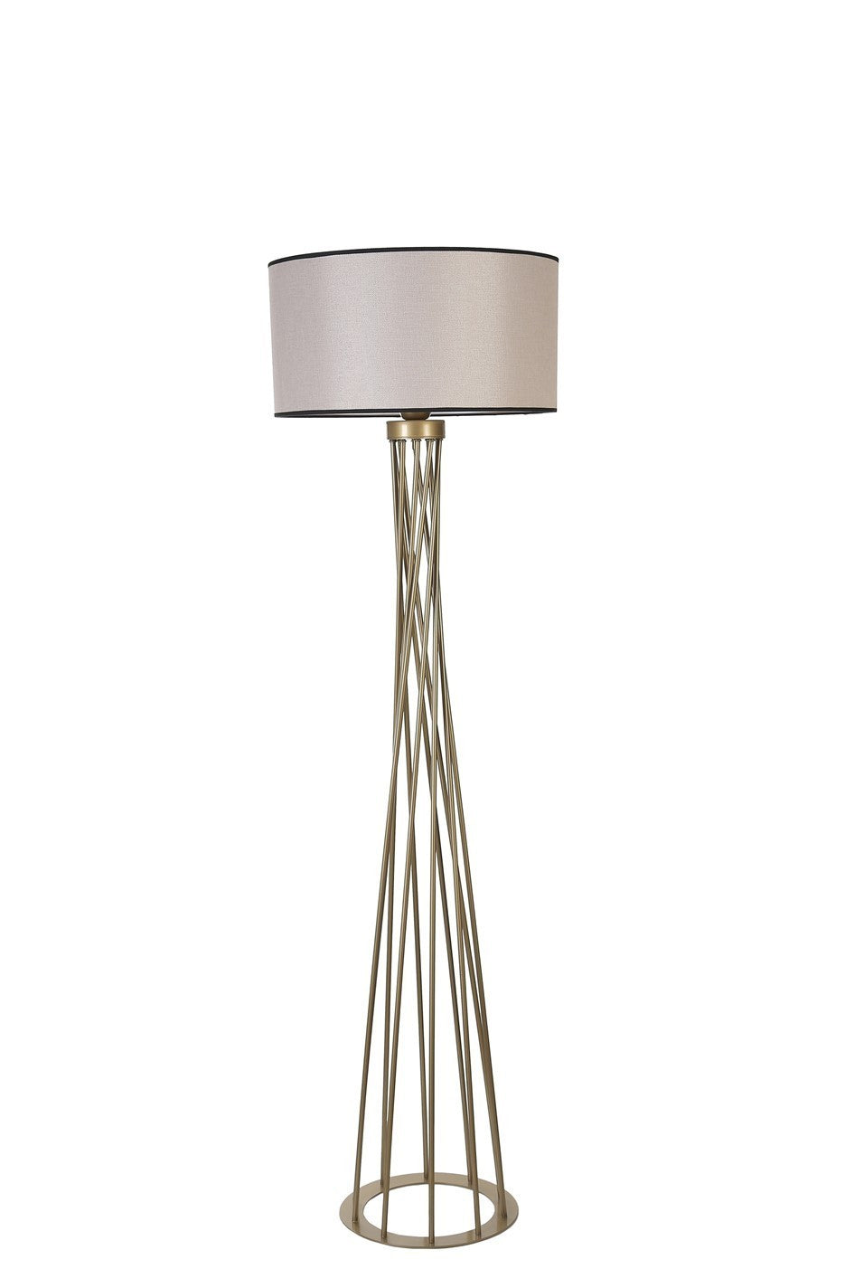 Candeeiro de Pé – 170 cm – Cinza e Dourado – Metal