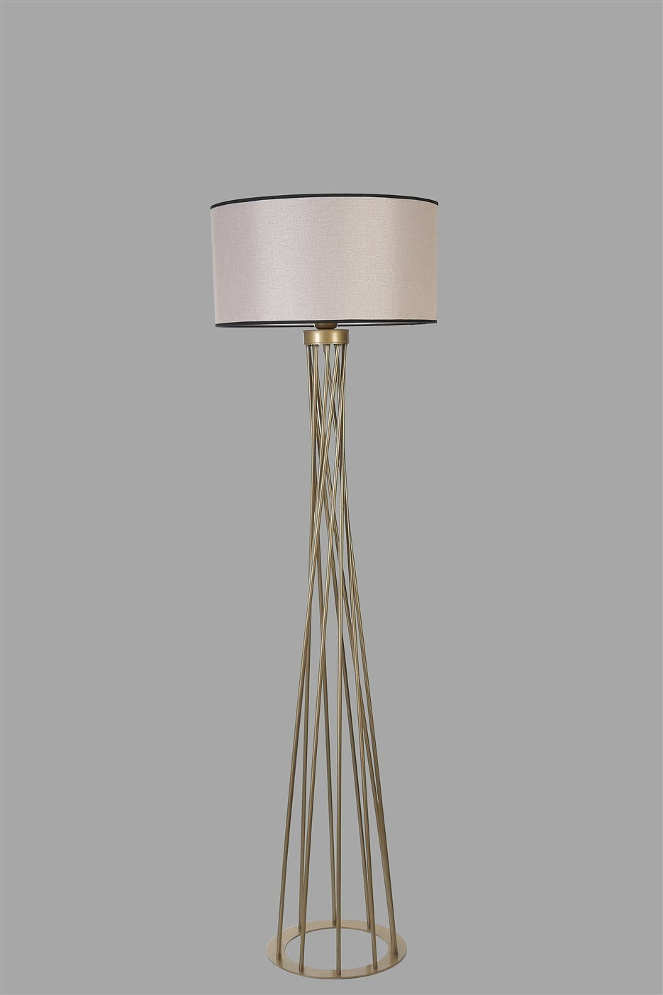 Candeeiro de Pé – 170 cm – Cinza e Dourado – Metal