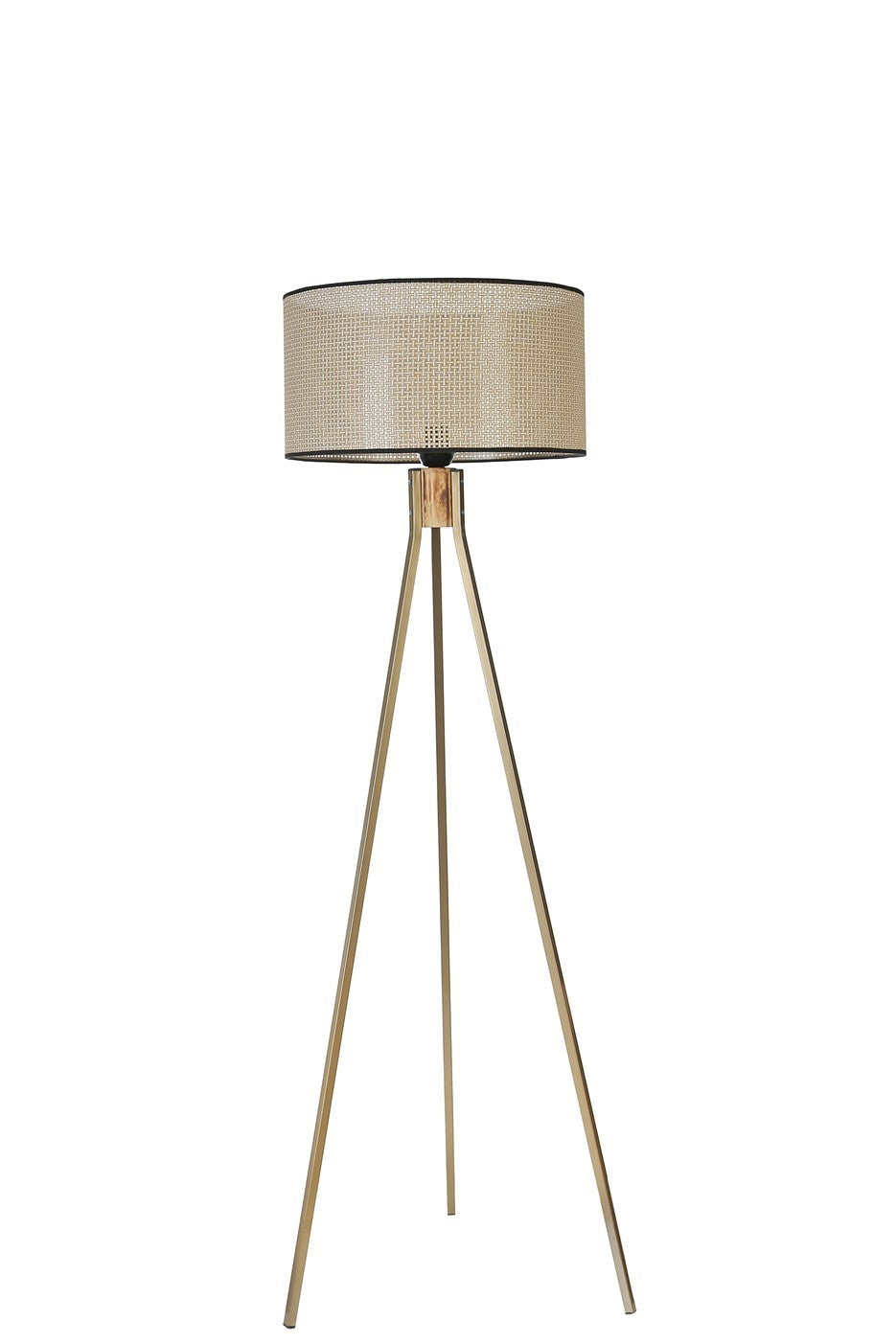 Candeeiro de Pé – 155 cm – Dourado – Metal e Madeira