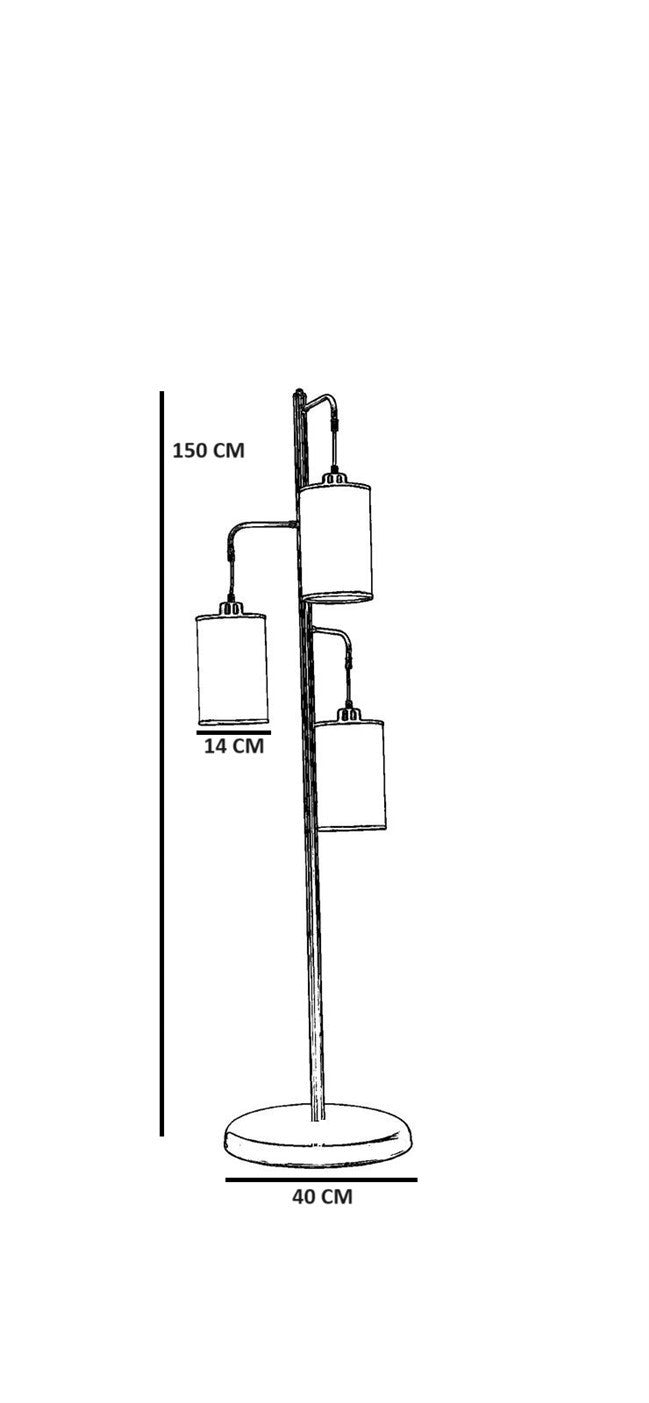 Candeeiro de Pé – 150 cm – Preto – Metal