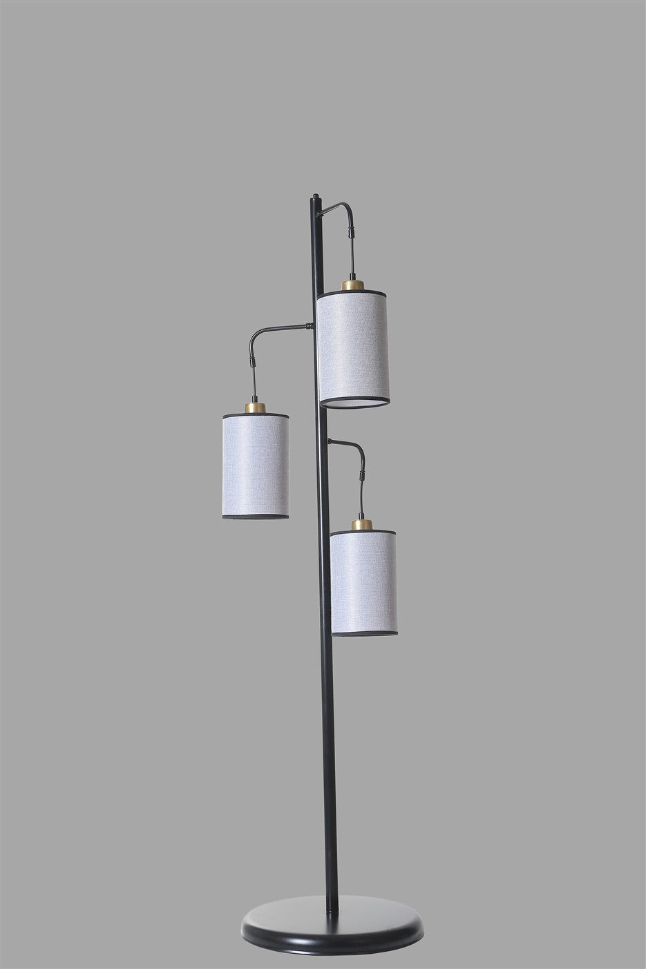 Candeeiro de Pé – 150 cm – Cinza e Preto – Metal