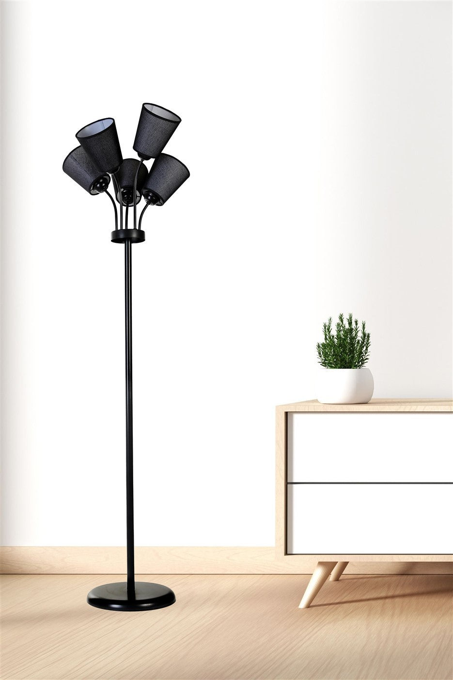 Candeeiro de Pé – 165 cm – Preto – Metal