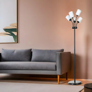 Candeeiro de Pé – 165 cm – Preto e Branco – Metal e Vidro