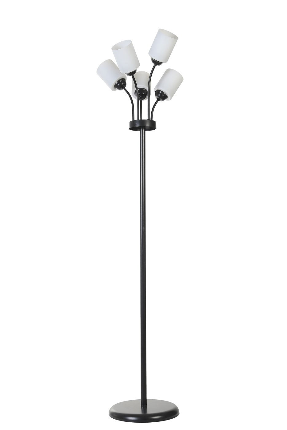 Candeeiro de Pé – 165 cm – Preto e Branco – Metal e Vidro