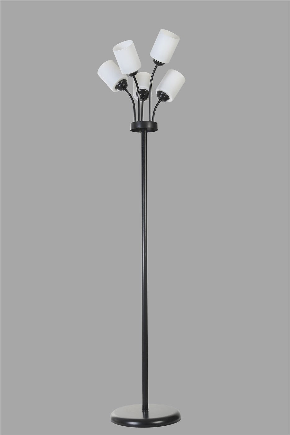 Candeeiro de Pé – 165 cm – Preto e Branco – Metal e Vidro