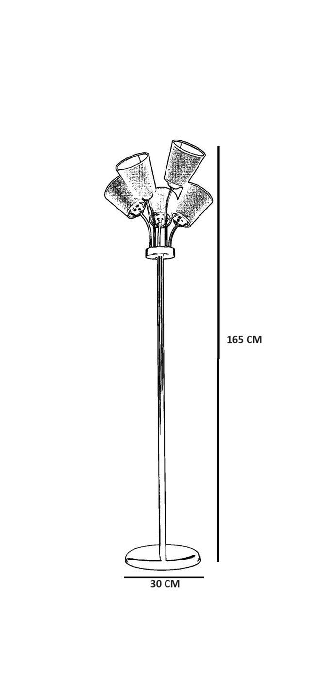 Candeeiro de Pé – 165 cm – Preto e Branco – Metal e Vidro