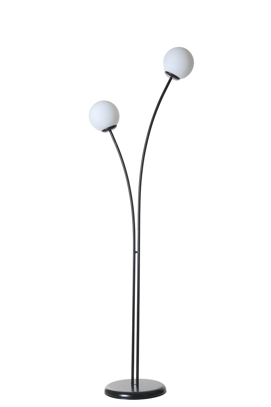 Candeeiro de Pé – 165 cm – Preto e Branco – Metal e Vidro