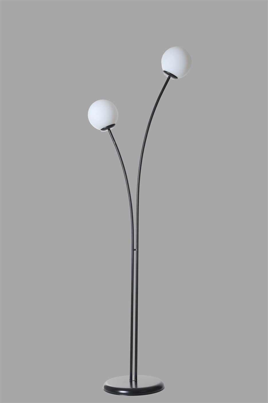 Candeeiro de Pé – 165 cm – Preto e Branco – Metal e Vidro