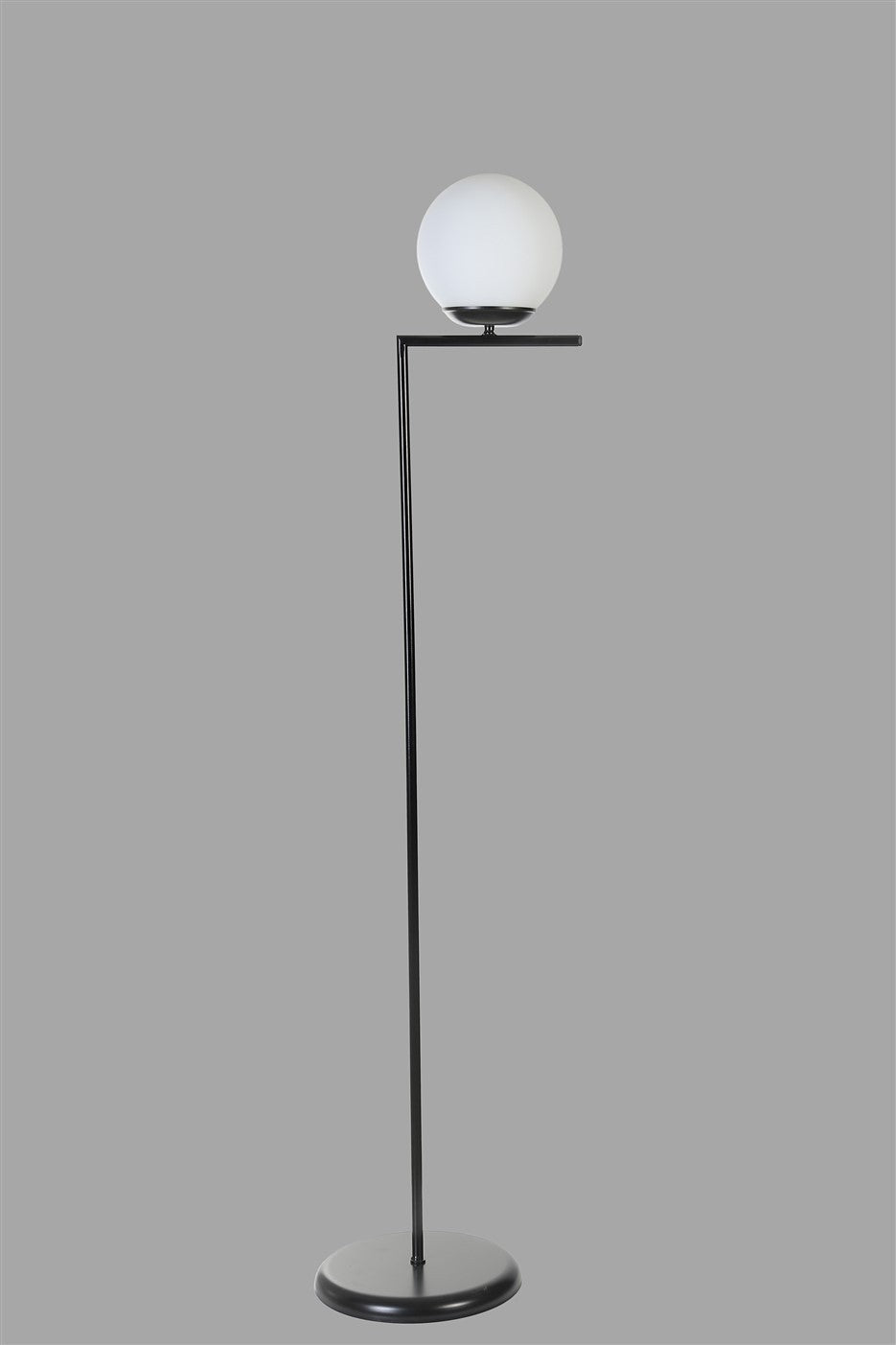 Candeeiro de Pé – 155 cm – Preto e Branco – Metal e Vidro