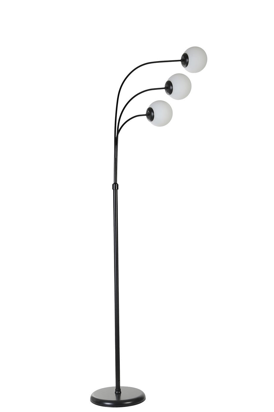 Candeeiro de Pé – 170 cm – Preto e Branco – Metal e Vidro