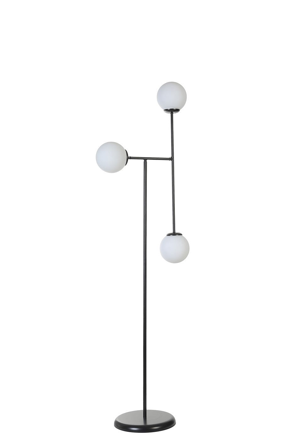 Candeeiro de Pé – 168 cm – Preto e Branco – Metal e Vidro