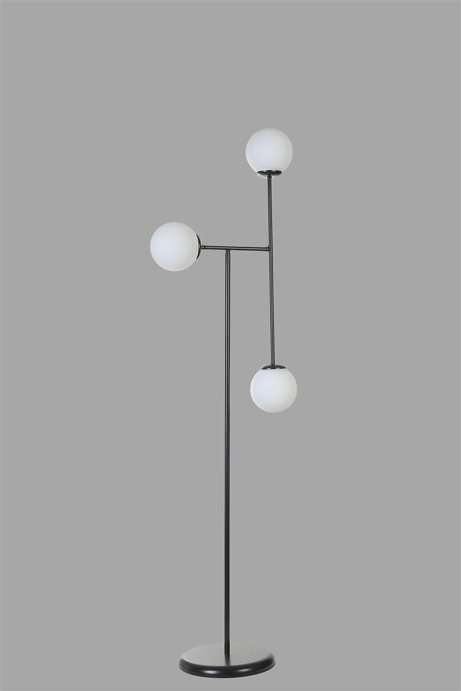 Candeeiro de Pé – 168 cm – Preto e Branco – Metal e Vidro