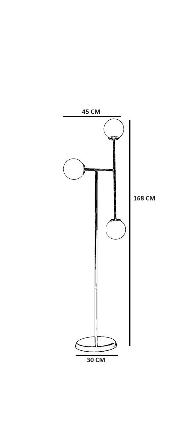 Candeeiro de Pé – 168 cm – Preto e Branco – Metal e Vidro