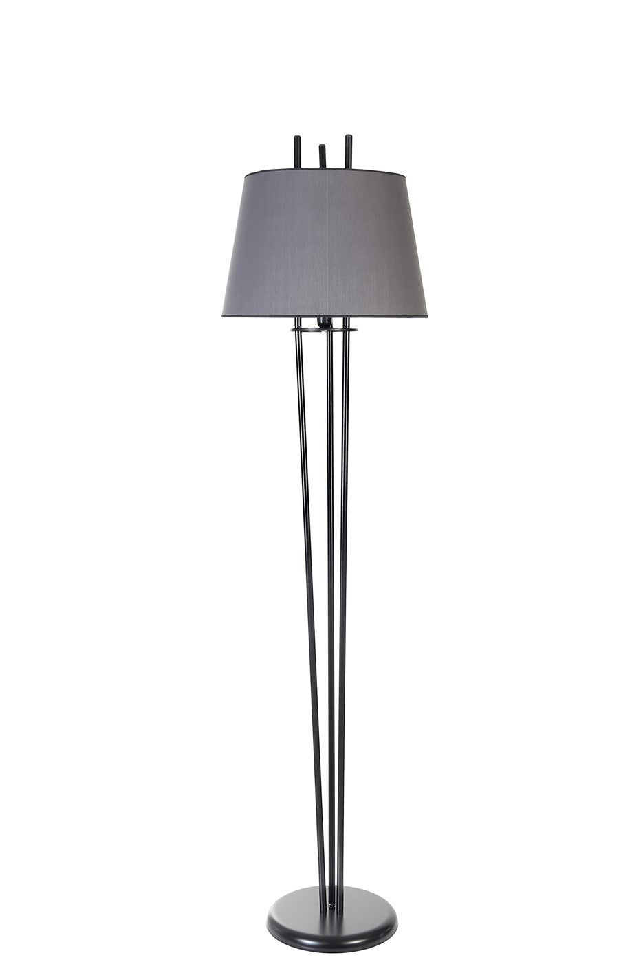 Candeeiro de Pé – 165 cm – Cinza Escuro e Preto – Metal