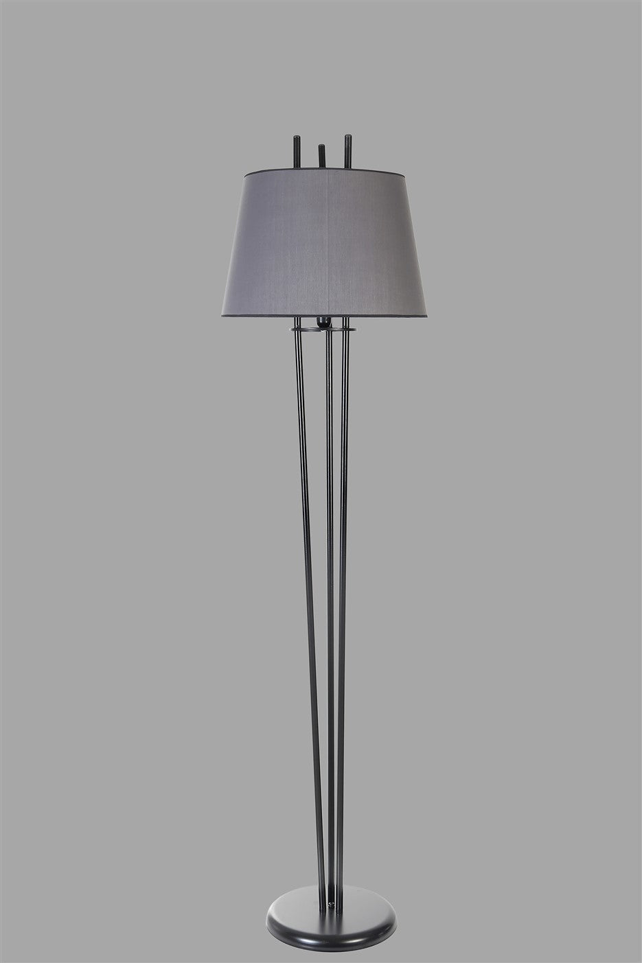 Candeeiro de Pé – 165 cm – Cinza Escuro e Preto – Metal