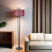 Candeeiro de Pé – 165 cm – Preto e Bordô – Metal