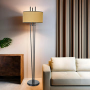Candeeiro de Pé – 165 cm – Preto e Mostarda – Metal