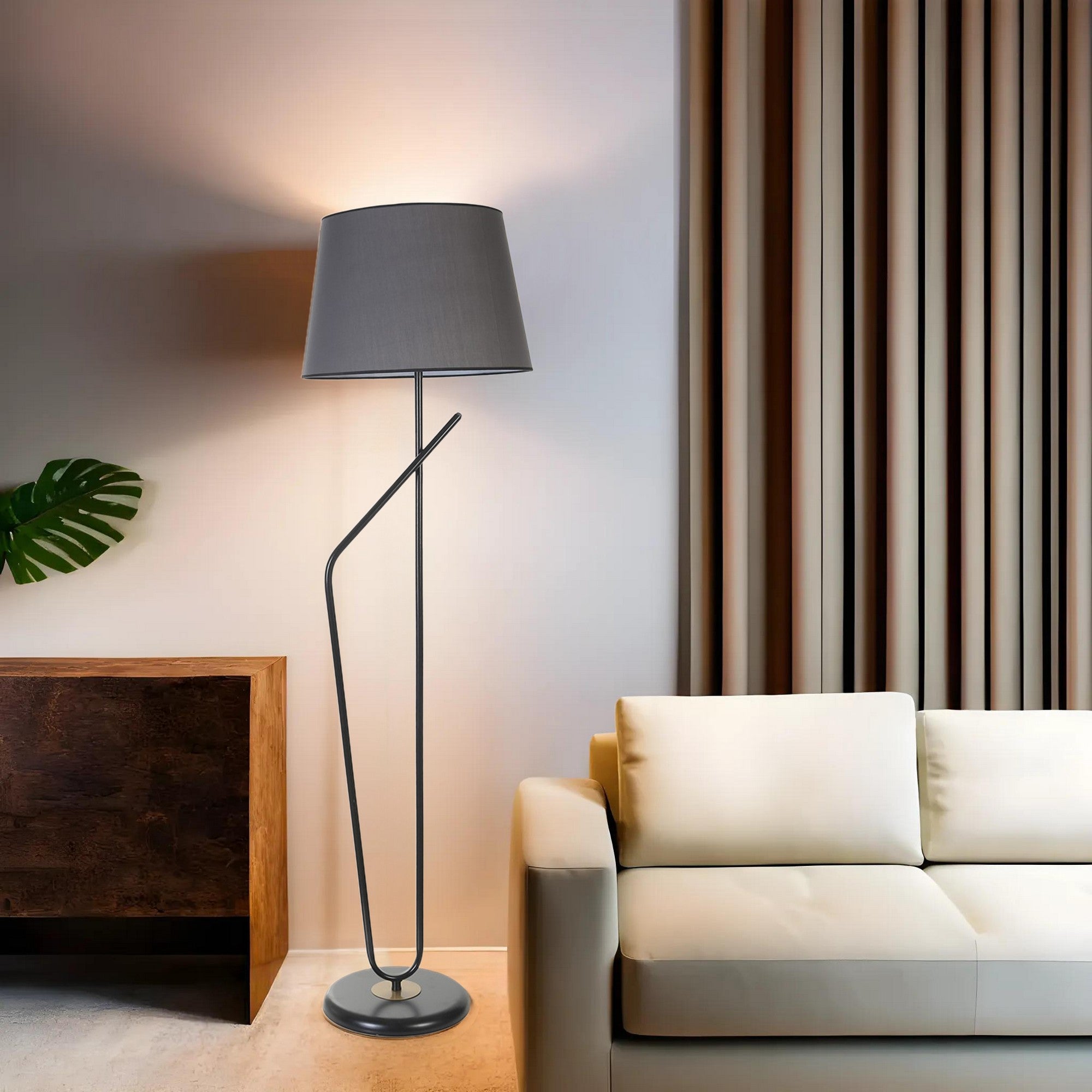Candeeiro de Pé – 160 cm – Cinza escuro e Preto – Metal