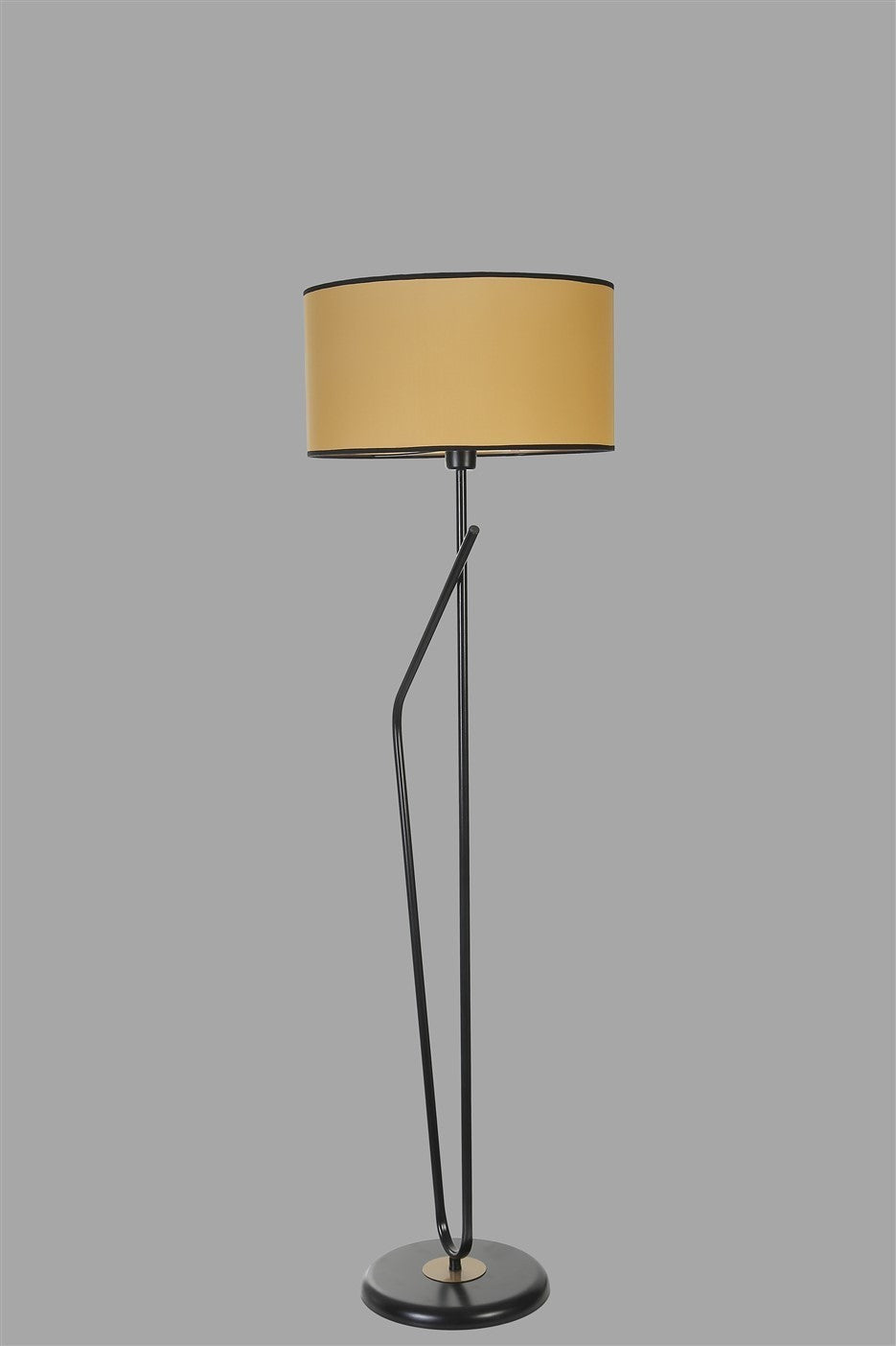 Candeeiro de Pé – 155 cm – Preto e Mostarda – Metal