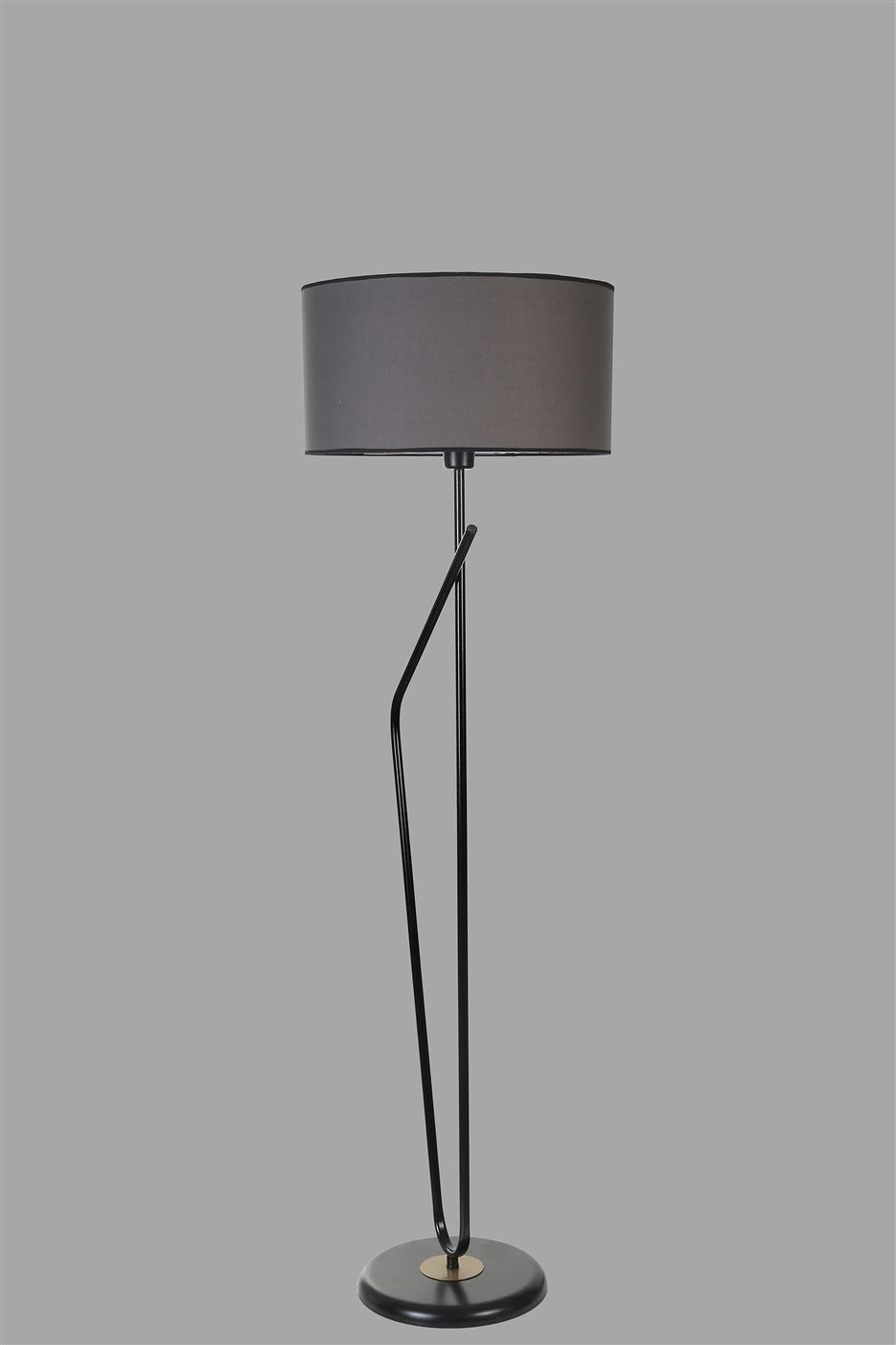 Candeeiro de Pé – 155 cm – Preto e Cinza Escuro – Metal – Modelo Granada