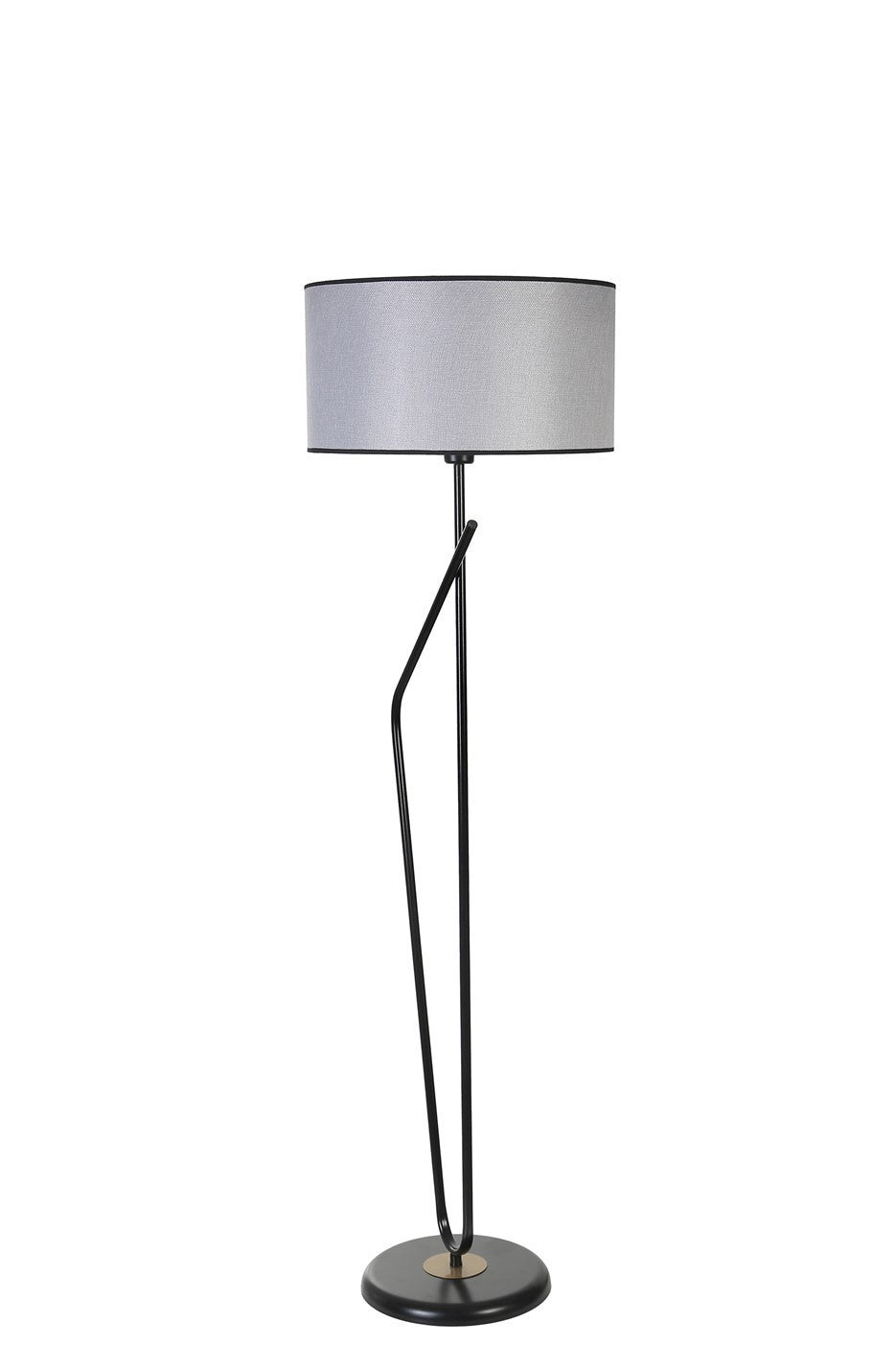 Candeeiro de Pé – 155 cm – Preto e Cinza – Metal e Tecido