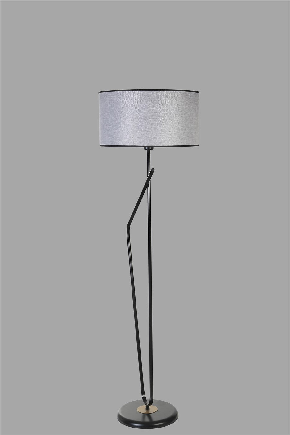 Candeeiro de Pé – 155 cm – Preto e Cinza – Metal e Tecido
