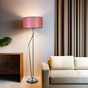 Candeeiro de Pé – 155 cm – Preto e Bordô – Metal e Tecido