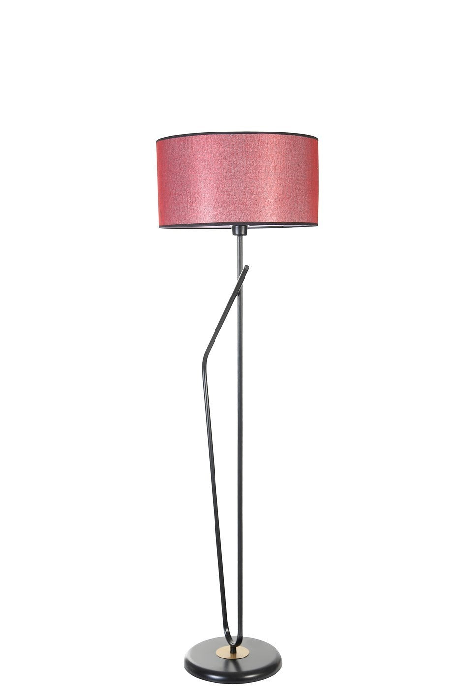 Candeeiro de Pé – 155 cm – Preto e Bordô – Metal e Tecido