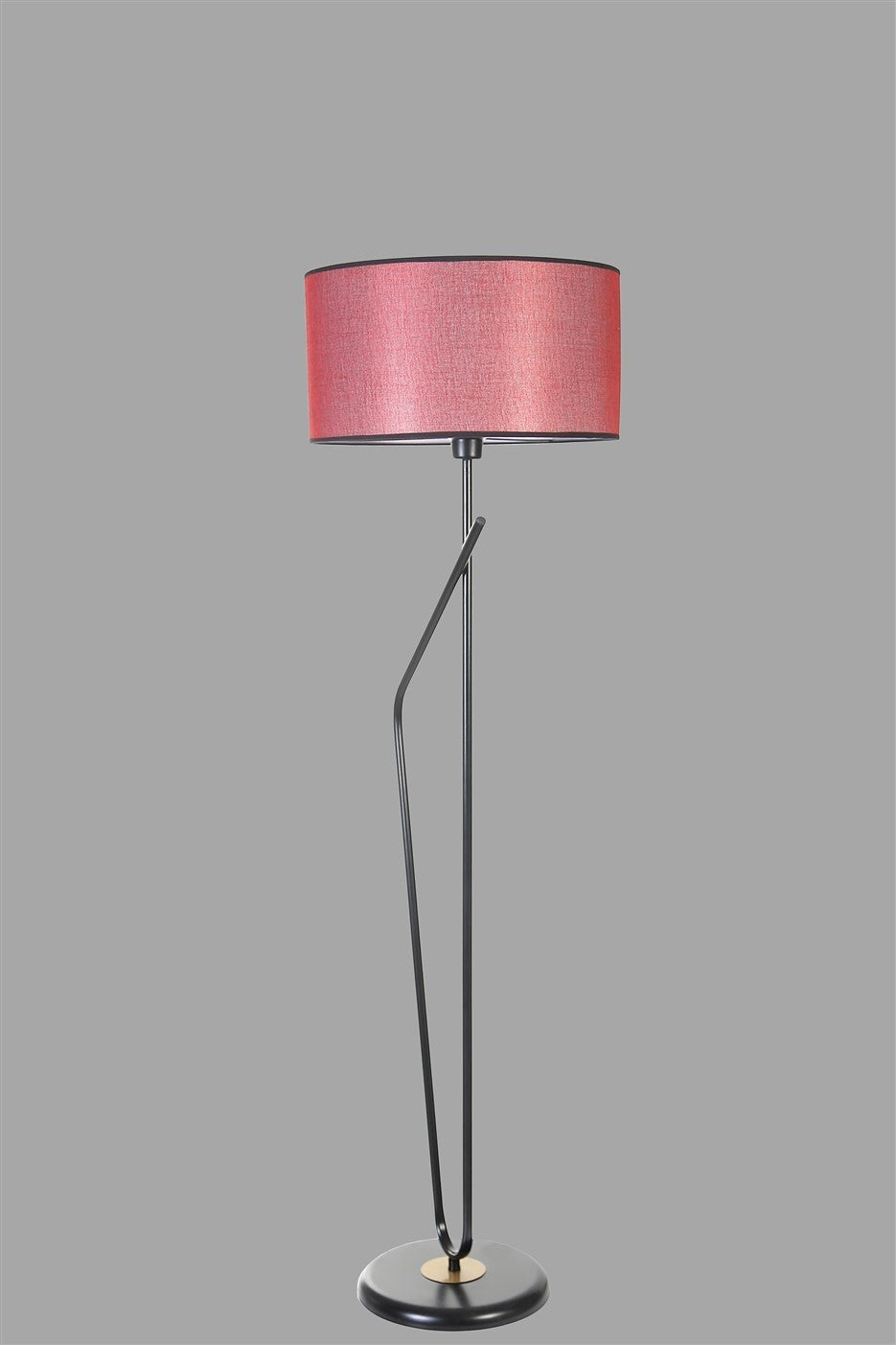 Candeeiro de Pé – 155 cm – Preto e Bordô – Metal e Tecido