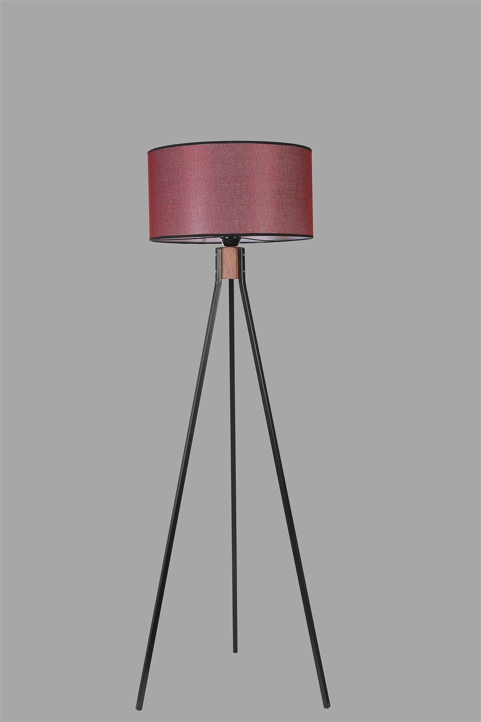Candeeiro de Pé – 155 cm – Preto/Bordô – Metal ou Madeira
