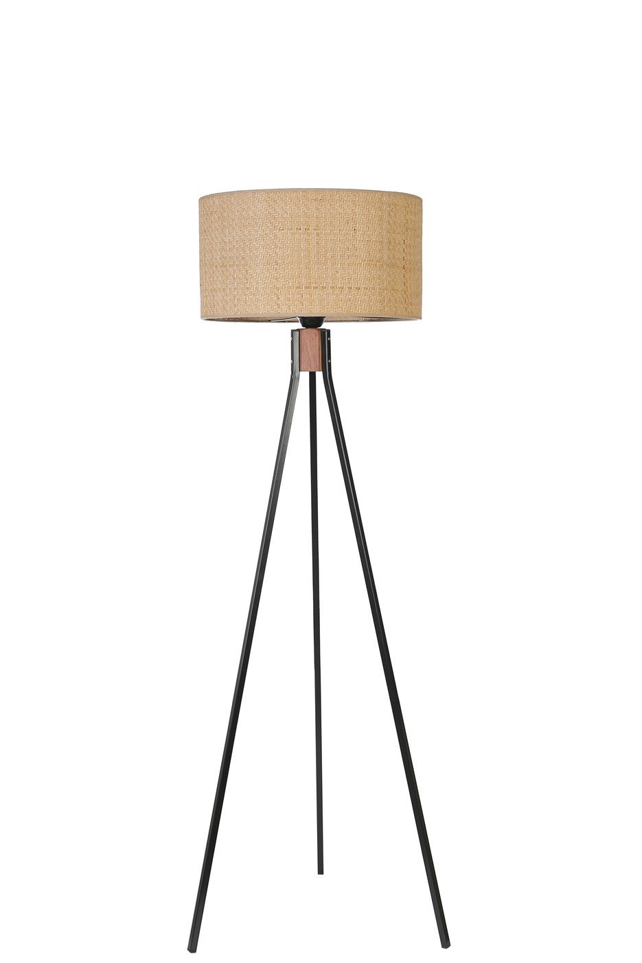 Candeeiro de Pé – 155 cm – Carvalho e Preto – Metal e Madeira