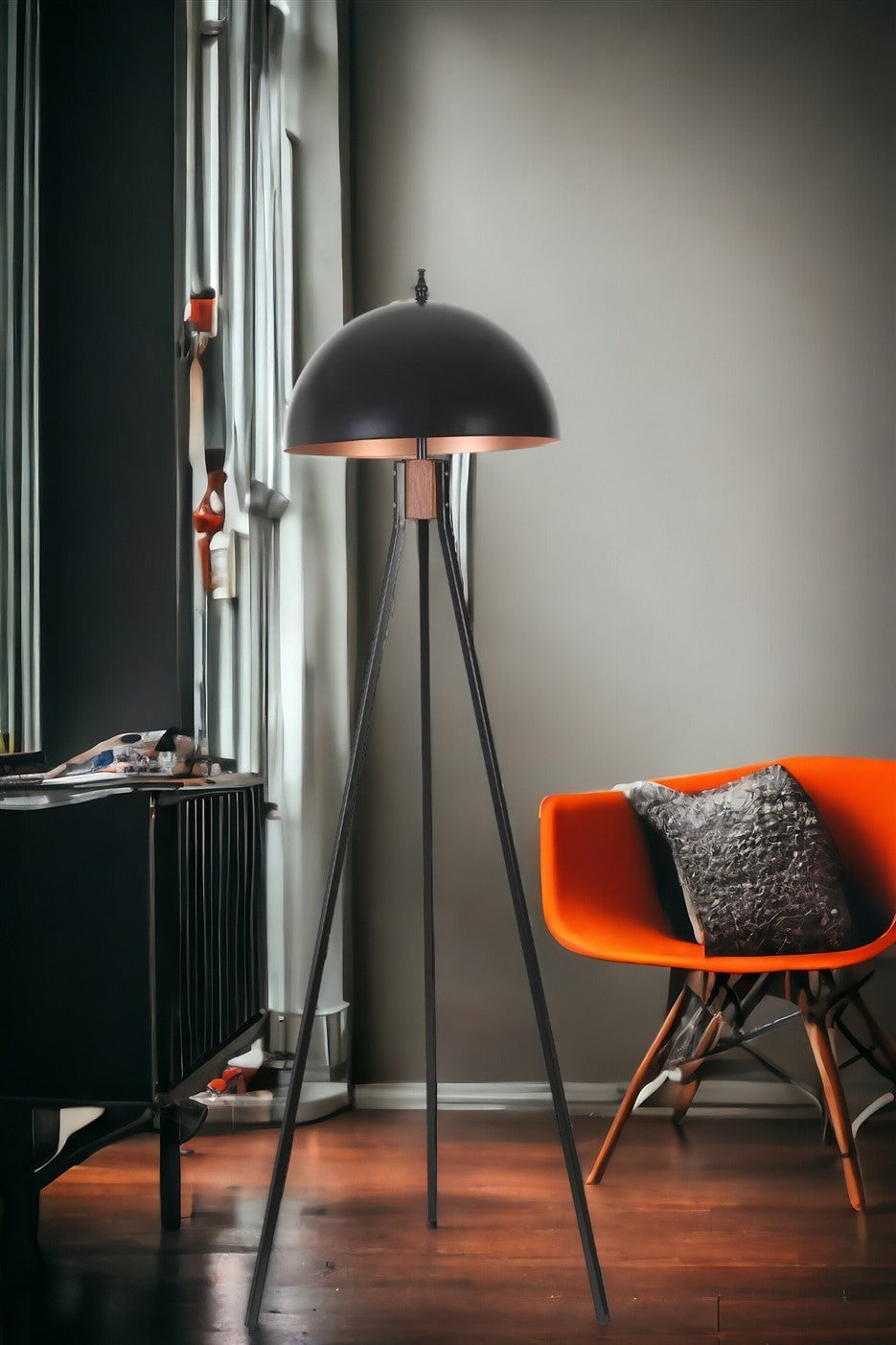 Candeeiro de Pé – 155 cm – Preto – Metal